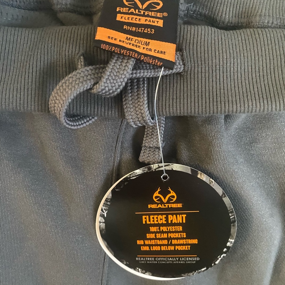 Realtree Gray Fleece PantsDrawstring Waist - Picture 4 of 8